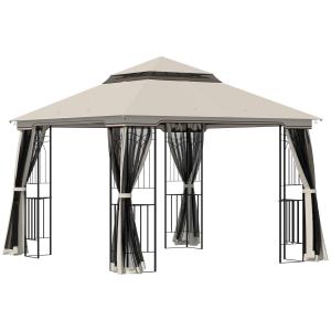 Stor Pop-up Paviljong för Event, Rymligt Partytält med Bärväska, Enkel Montering för Marknad och Trädgårdsfest, Krämvit, 5,9 x 2,95 x 2,5 m