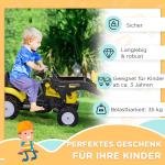 Grävmaskin Leksak Åkfordon Gul Svart av Plast för Barn 3 År Sätesgrävare med Förvaringsfack och Spade Pedaltraktor Rolig Lek