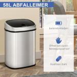 Sopkärl 58 L Automatisk Soptunna med IR-Sensor Rostfritt Stål Hygienisk Silver 40,9 X 28,9 X 68 Cm