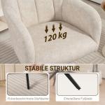 Swivel Accentstol Stoppad med Tygöverdrag, Armstöd och Stålben för Vardagsrum, Beige