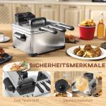 Fritös 5 L med Timer, Visningsfönster och 2000 W Effekt, Silver