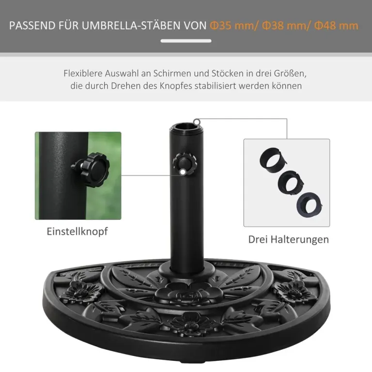 Parasollställ Parasollfot Svart av Hdpe och Plast Ø35-48m