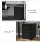 Rullcontainer Mobilt Arkivskåp 3 Lådor Kontorsskåp Stål för Hemmakontor Svart 39 X 48 X 59 Cm