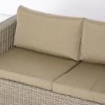 Loungegrupp i Konstrotting 4 Personer, Bekväm Utemöbel med Soffa och Bord, Inkluderar Dynor för Avkoppling, Khaki/Beige