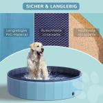 Hundpool Stor Simbassäng för Hundar Plaskdamm PVC och Trä för Sommaren i Trädgården Blå Ø140 X H30 Cm