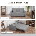 Bäddsoffa 2-Sits Soffa Grå av Polycotton och Trä för Vardagsrum med Sängfunktion och Förvaringsutrymme Bekväm 152 x 101 x 81 cm