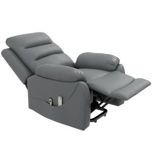 TV-Fåtölj Elektrisk Liggfåtölj Grå av Konstläder och Metall för Vardagsrum Relaxstol med Ståhjälp och Vibrationsmassage 180 kg