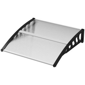 Entrétak Dörrtak Svart av Aluminium och Polykarbonat för Ytterdörr Väderskydd med UV-Skydd och Regnskydd 103 x 96,5 x 27 cm
