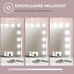 LED-sminkspegel med 3 Ljuslägen, Dimbar, Pekkontroll och USB, Vit, 62,5 x 49,5 cm
