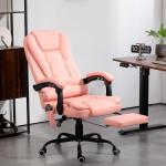 Kontorsstol Chefsstol Ergonomisk med 7-Punktsmassage Rosa av Konstläder och Metall för Kontor och Studier Liggfunktion Kapacitet 120 kg
