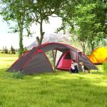 Tunneltält Campingtält för 4-6 Personer med 3 Rum, Ljuskrokar och Dubbeldörrar, Grå