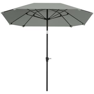 Parasoll Strandparasoll Vindtätt Mörkgrå av Polyester och Metall för Strand och Balkong Hopfällbart Solskydd Ø 233 cm