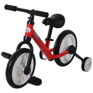Barncykel Balanscykel med Träningshjul och Pedaler för 2-5 År Sitshöjd Justerbar PP Röd
