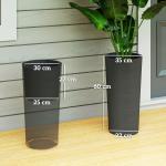 Blomkruka 2-pack Stapelbar Mörkgrå Plast för Trädgård och Balkong Odlingskruka Rund med Dräneringshål Robust Design 35x35 cm