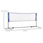 Badmintonnät Tennisnät Svart av Polyester och Metall för Inomhus och Utomhusbruk Hopfällbart och Höj och Sänkbart 103-155 cm