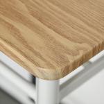 Barbordsset med 2 Barstolar, Kompakt Matgrupp med Hyllor för Kök, Modernt Högt Bord och Stolar i MDF och Stål, Vit/Ek, 80 x 50 x 90 cm