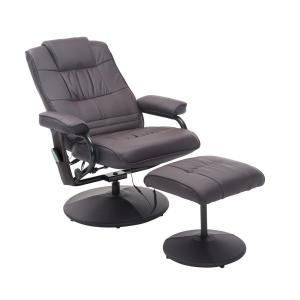 Massagestol TV-Stol Brun av Konstläder och Metall för Vardagsrum Elektrisk med Liggfunktion och Massagefunktion Roterande med Pall