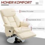 Fåtölj med Liggyta och Fotstöd i Läderoptik för Vardagsrum Ergonomisk och Hållbar Krämfärgad Konstläder 78 x 80 x 109 cm
