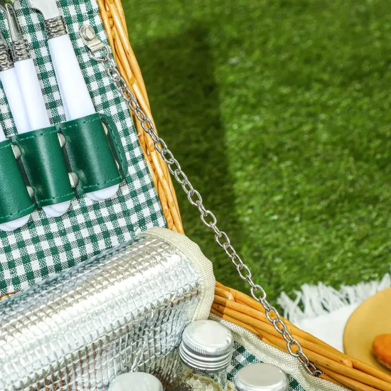 Picknickfodral i Pilträ för 2 Personer med Isolerat Kylfack