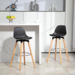 Barstolar 2-pack i Skandidesign med Fotstöd för Kök och Bar Ergonomisk och Modern Natur och Svart Trä 43 x 43 x 91 cm