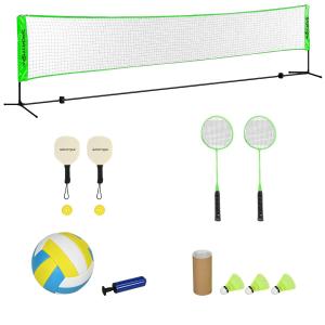 Badmintonset Volleybollnät Flerfärgad av Metall och Nät för Inomhus och Utomhus Justerbart med Racketar och Bollar