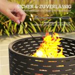 Eldskål Eldstad med Grillgaller Kolgrå av Rostfritt Stål för Trädgård och Camping 3-i-1 Eldkorg med Gnistskydd Ø 60 x 39 cm