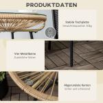 Trädgårdsbord i Bohostil med Härdat Glas och Väderbeständig Yta för Balkong Hållbar och Stabil Beige PE-rotting 50 x 50 x 50 cm