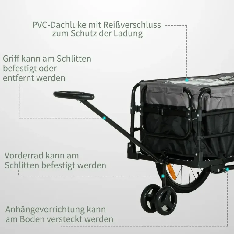 Cykelkärra och Transportvagn 2-i-1 130 x 64 x 103 cm
