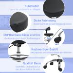 Kontorsstol Ritstol med Fotring Svart av Konstläder och Metall för Vardagsrum och Kontor Höjdjusterbar Snurrstol