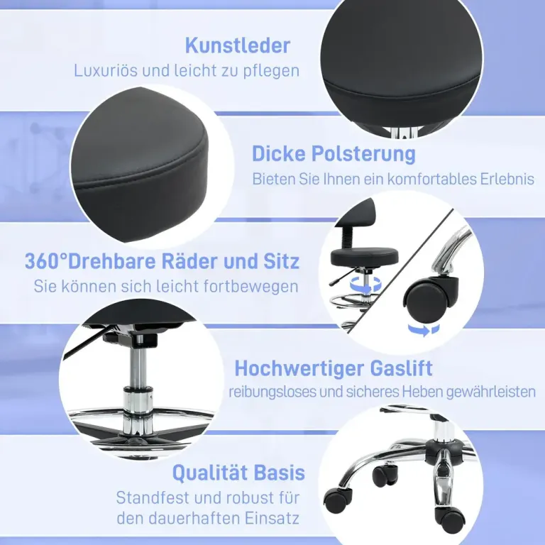 Kontorsstol Ritstol med Fotring Svart av Konstläder