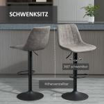 Set med 2 Barstolar i Retrodesign med Fotstöd, Höj- och Sänkbar, Gaslyft, Grå + Svart