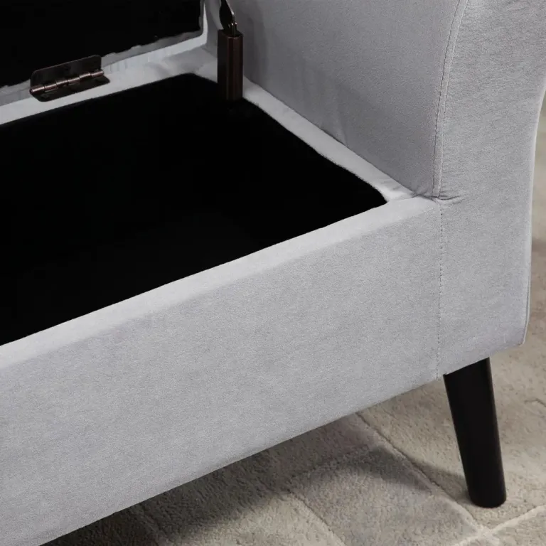Sittbänk i Sammet med Armstöd Ljusgrå 111,5 x 41 x 65 cm