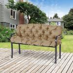 Bänkdyna Sittdyna med Remmar Khaki av Tyg för Trädgårdsmöbler och Gunga Dyna för 3-Sits Bänk 150 x 98 x 8 cm