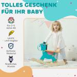 Gungdjur Åsna Blågrön Plysch och Trä för Småbarn Gungleksak med Handtag och Mjuk Sits Rolig Lek för Baby och Balansträning 59 cm