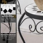 Blomställ i Metall 3-Pack, Dekorativa Växtställ med Mosaikplattor, Eleganta Blompallar för Trädgård och Balkong, Svart/Vit