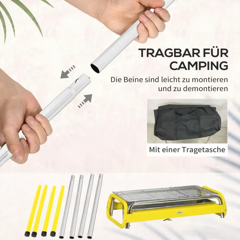 Kolgrill Bbq Grill Silver av Rostfritt Stål Fällbar 2