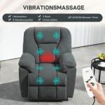 Relaxstol TV-Stol Elektrisk Liggfåtölj Mörkgrå av Tyg och Metall för Vardagsrum Massagestol med Värme och USB-Portar