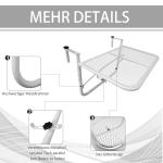 Balkonghängbord Höj- och Sänkbart Fyrkantigt Trädgårdsbord Metall för Terrass och Trädgård Vit 60 X 56,5 X 45 Cm