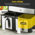 Multifunktionell Airfryer, 8 L, 2 Korgar, 60 min Timer, Silver + Svart