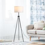 Golvlampa Modern E27 Stål och Polyester för Vardagsrum och Sovrum Svart och Vit 37 X 37 X 152 Cm