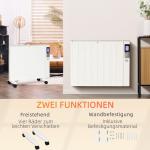 Elektrisk Värme element med Hjul, Portabel Värmare med Fjärrkontroll och Timer, Effektiv Uppvärmning för 15 m², Vit, 75 x 7,5 x 58,5 cm, 2000 W
