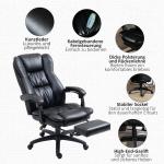 Ergonomisk Kontorsstol med Fotstöd, Bekväm Skrivbordsstol med Massage och Vibration, Höj- och Sänkbar Arbetsstol, Svart, 68,5 x 68,5 x 119-127 cm