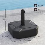 Parasollfot påfyllningsbar Kvadratisk Design för Solskydd på Terrass Hållbar och Stabil Svart Plast 25 kg för Rör 38 och 48 mm