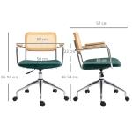 Skrivbordsstol i Bohostil med Armstöd i Trä och Justerbar Höjd för Kontor Ergonomisk och Stabil Grön Stål och Tyg upp till 120 kg