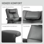 TV-Stol Relaxstol Mörkgrå av Konstläder och Metall för Vardagsrum Massagestol med Pall och Liggfunktion