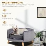 Husdjurssoffa Hundsäng Grå av Trä och Tyg för Medelstora Hundar Förhöjd Sovplats Bekväm och Snygg Design 68 x 68 x 35 cm