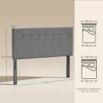 Sänggavel 3 Nivåer Justerbar Grå Sammet och Metall för Dubbelsäng 140 cm Mjuk Stoppning Modern Design 140x10x126 cm