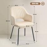 Matstol i Manchester Beige Tyg och Metall för Matsal och Kök Bekväm Stol med Skålad Sits och Svarta Ben Modern Retrodesign för Hemmet Lättmonterad