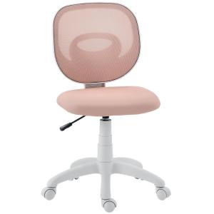 Kontorsstol Barn Rosa Tyg och Plast för Barnrum och Skrivbord Ergonomisk Skrivbordsstol med C formad Ryggstöd Höj och Sänkbar Sits Bekväm