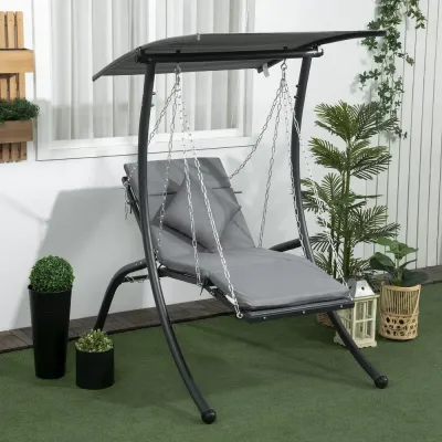 Hammock med Soltak och Dynor Trädgårdsgunga i Metall